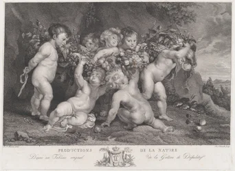 Sieben Putten tragen eine Fruchtgirlande, ca. 1780-87