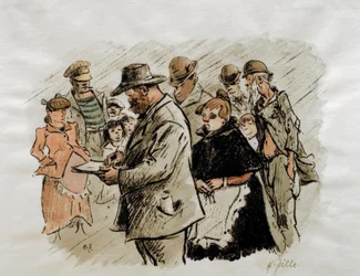 Zille im Regen zeichnend