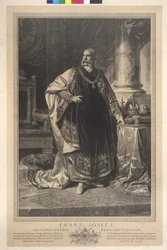 Ganzfigur stehend Franz Joseph I. im Vliesgewand
