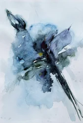 Blaue Aquarellblüte