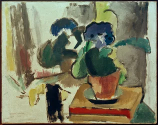 Stillleben mit Zinnkanne und Buch