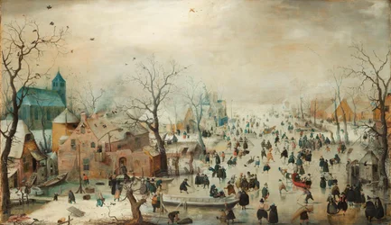 Winterlandschaft mit Schlittschuhläufern