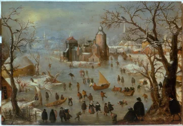 Winterlandschaft mit Eisläufern