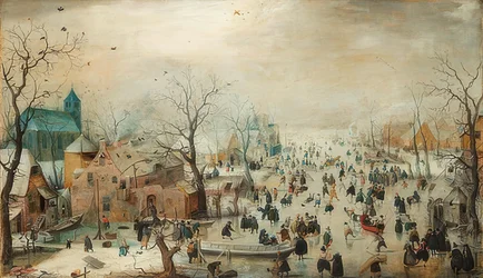 Winterlandschaft mit Schlittschuhläufern