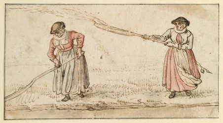 Zwei Frauen mit Schaufeln