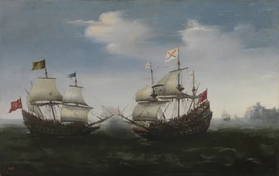 Seekampf gegen eine felsige Küste, 1627