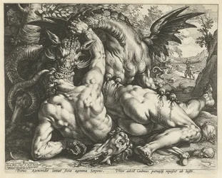 Gefährten von Kadmos von einem Drachen verschlungen