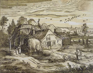 Landschaft mit Bauernhaus