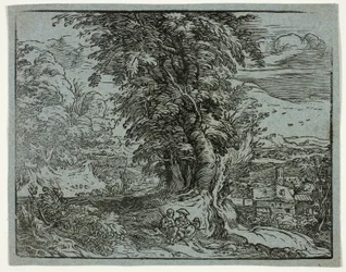Landschaft mit einem Hirtenpaar, aus Vier kleine Landschaften