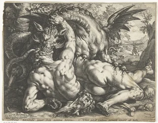 Gefährten von Kadmos von einem Drachen verschlungen