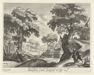 Landschaft mit einem Bauernpaar auf einem Feldweg