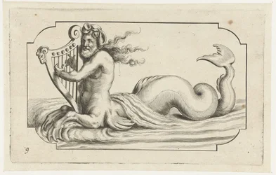 Triton spielt auf einer Harfe