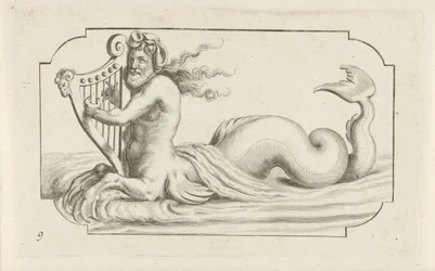 Triton spielt auf einer Harfe