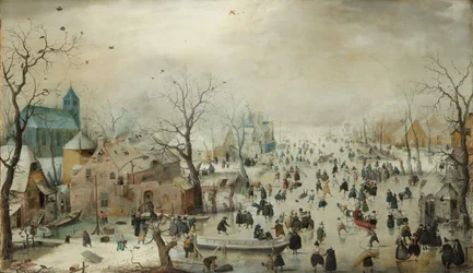 Winterlandschaft mit Schlittschuhläufern