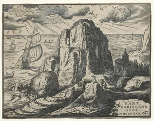 Set von 4 Landschaften: Nr. 4 - Klippe am Meer