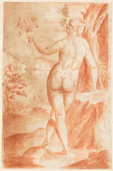 Studie einer nackten Figur im Freien