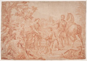 Romulus und Remus. (Livius I, 4). Studie nach Carlo Marattis Gemälde in Sanssouci, Potsdam (ausgeführt 1692 für Niccolo Maria Pallavicini)