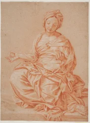 Sitzende Frau mit Turban