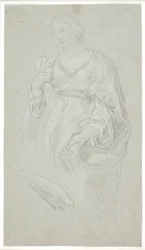 Stehende Frau. Knieansicht. Studie eines Arms