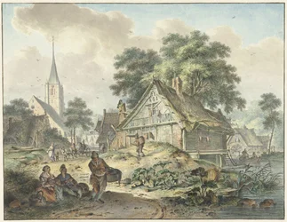 Verfallenes Haus und Dorfkirche