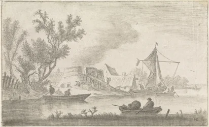 Flussansicht mit Kalköfen