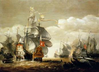 Die Schlacht von Lowestoft, 3. Juni 1665, zeigt HMS 