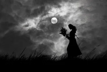 Mondbeschienene Silhouette einer Frau
