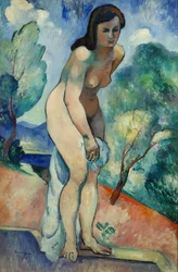 Jeanne am Rand des Schwimmbeckens