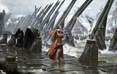 Kardinal Richelieu auf der Seemauer von La Rochelle