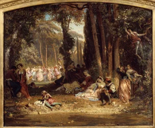 Frühlingsfest in der Toskana. Gemälde von Henri Baron (1816-1885)