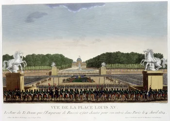 Place Louis XV (der Concorde), um 1820 in „Vues de Paris“ von Courvoisier 1827