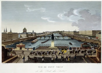 Ansicht der neuen Brücke - in „Vues de Paris“ von Courvoisier