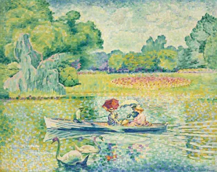 Bootsfahrt im Bois de Boulogne; Promenade en barque au bois de Boulogne, ca. 1899-1900