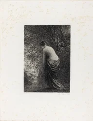 Stehender Badender