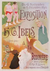 Reproduktion eines Plakats, das eine Ausstellung von H. G. Ibels in der Bodiniere, Rue St Lazare, Paris, 1894 bewirbt