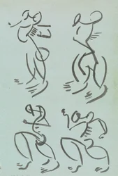 Vier Studien von tanzenden Figuren
