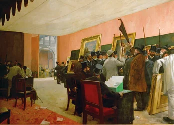 Eine Sitzung der Jury der Malerei im Salon des Artistes français