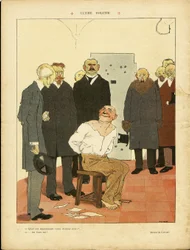Illustration von Henri Gousse (1872-1914) in Le Rire, 27/03/09 - Letzte Toilette - Todesstrafe Hinrichtung Schafott