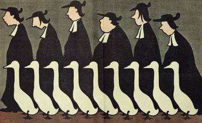Die Gänse, antiklerikale Karikatur aus 