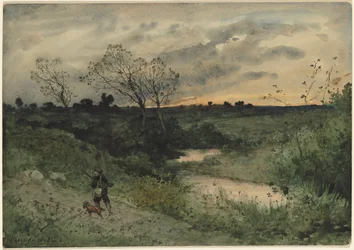 Morgendämmerung - Jäger mit Hund, 1882
