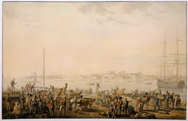 Die Landung der britischen Armee in der Mondego-Bucht, ca. 1808