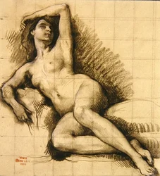 Studie - liegender weiblicher Akt