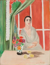 Figur am hochgezogenen Vorhang