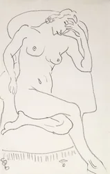 Nackte Frau in einem Sessel, um 1922-24