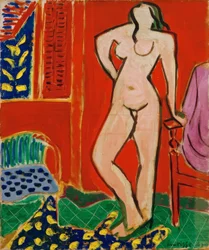 Akt in Rosa, rotes Interieur