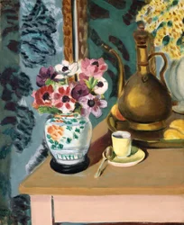 Stillleben, Blumen und eine Tasse