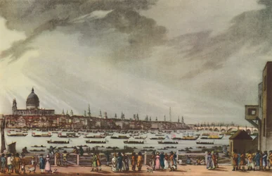 Lord Nelsons Trauerprozession auf dem Wasser von Greenwich Hospital nach Whitehall, 9. Januar 1806