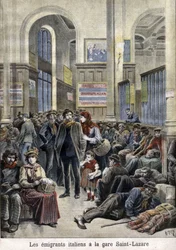 Italienische Auswanderer am Bahnhof St. Lazarus - in "The Petity Journal", März 1896