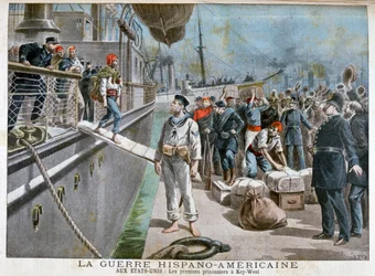 Spanische Gefangene kommen in Key-West an, Spanisch-Amerikanischer Krieg, 1898