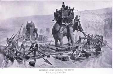 Hannibals Armee überquert die Rhone, aus The Gresham Publishing Company Ltd, 1920